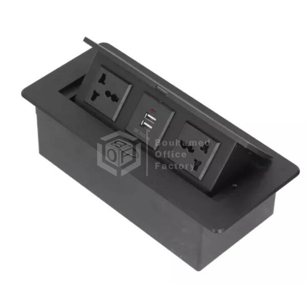 Prise pour meuble SOFT 2x prise avec mise à la terre, USB , noir